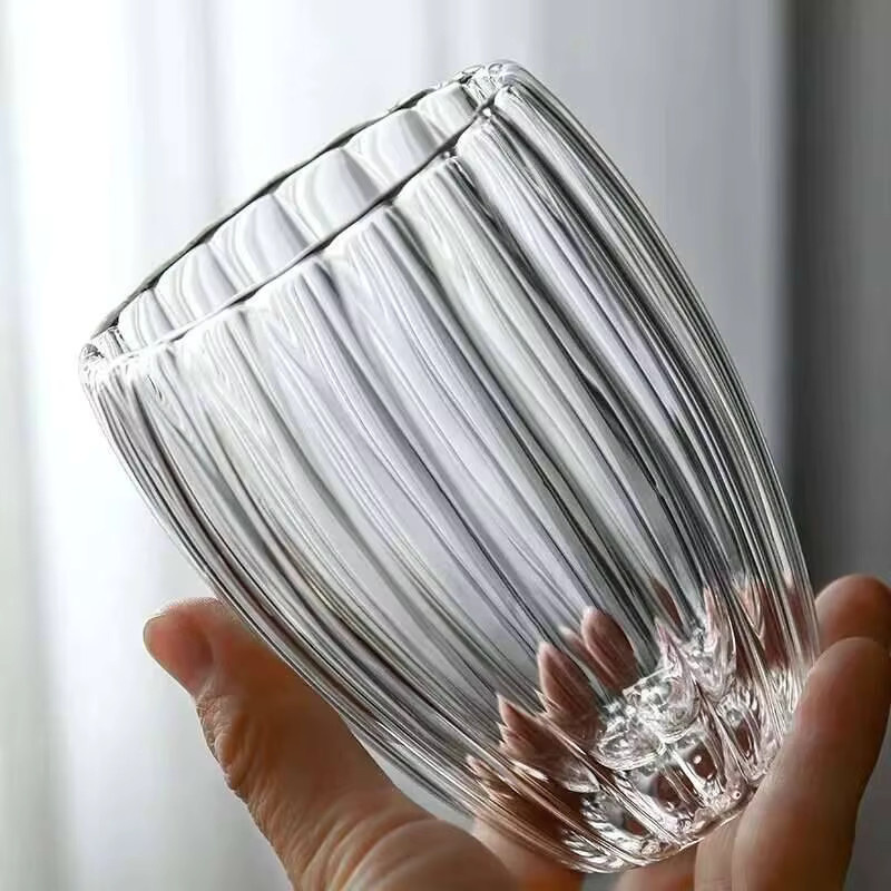 LOULONG doppelwandige gewellte Gläser aus Glas, transparent, 350 ml - Bild 4