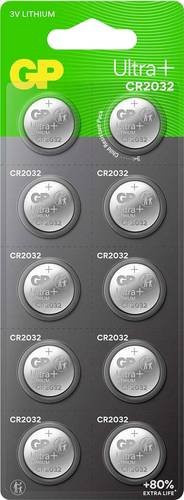 GP Knopfzelle CR2032 Ultra Plus Lithium-Batterie 3V, 10 Stück, 240 mAh, Silber - Bild 1