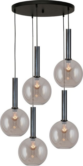 Masterlight Bella 2 Pendelleuchte 5-flammig rund in Gold mit Glas in Fumé-Getupftes Öl-Optik - Bild 1