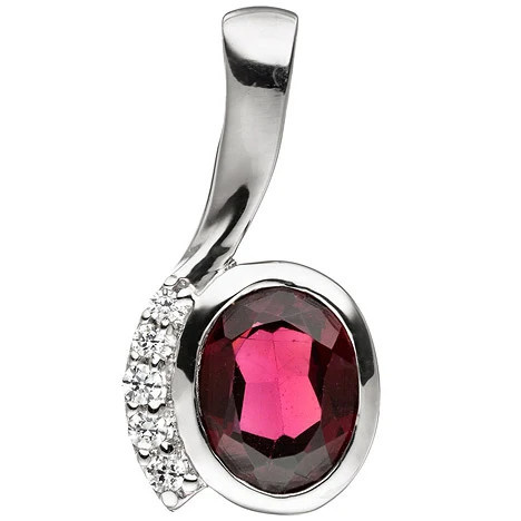 Colfem Anhänger 925 Sterling Silber, Zirkonia, Granat rot, Unisex - Bild 1