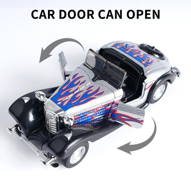 Linyi toy car, Klassisches Oldtimer-Druckgussmodell, Silbernes Rückziehspielzeug, ab 18 Jahre - Bild 1
