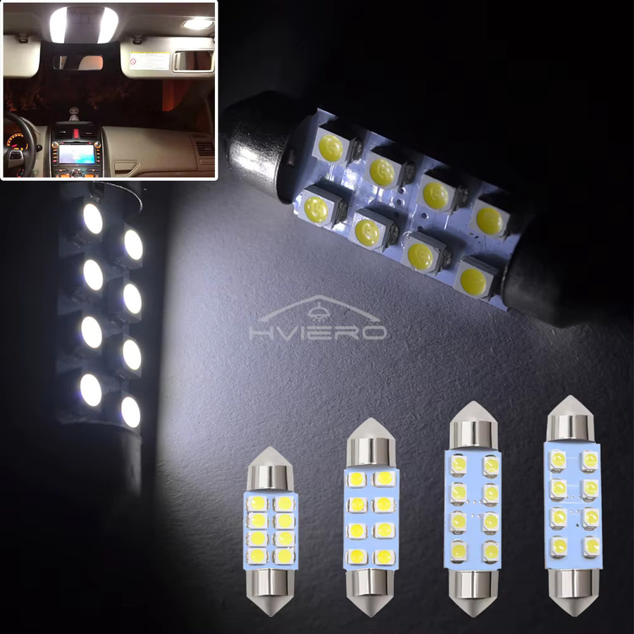 HVIERO 2er Set LED Innenleseleuchten T10 Weiß 12V mit 8 SMD für die Fahrzeug-Innenbeleuchtung - Bild 5