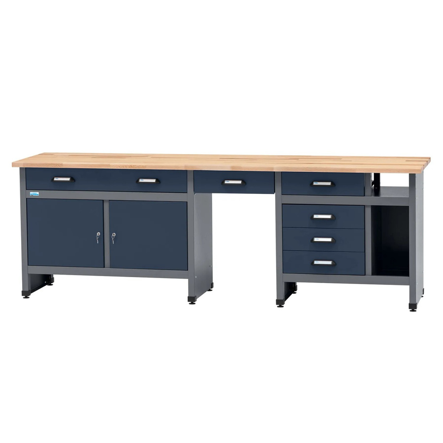 Küpper Werkbank-Set mit 6 Türen, 6 Schubladen und Pegboard in Dunkelblau, B/T/H: 240 x 204 x 60 cm - Bild 2