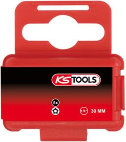 KS Tools CLASSIC Bit für Fünfstern, 1/4 Zoll, Bohrung TS25, 5er Pack, Rot - Bild 1