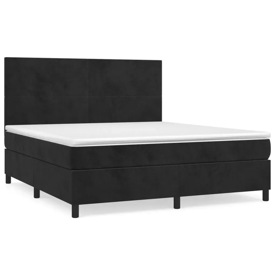 vidaXL Boxspringbett mit Matratze in Schwarz aus Samt, Hybrid-Modell mit Taschenfederkern, B/T: 180 x 200 cm - Bild 2