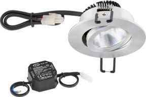 EVN Lichttechnik P-LED LED-Einbauleuchte rund in Silber, 6W, Warmweiß 3000K, Aluminium, PC20N61402 - Bild 1