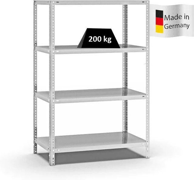 PROREGAL Fachbodenregal Medium-Duty mit 4 Ebenen, Lichtgrau, H x B x T: 150 x 100 x 50 cm - Bild 1