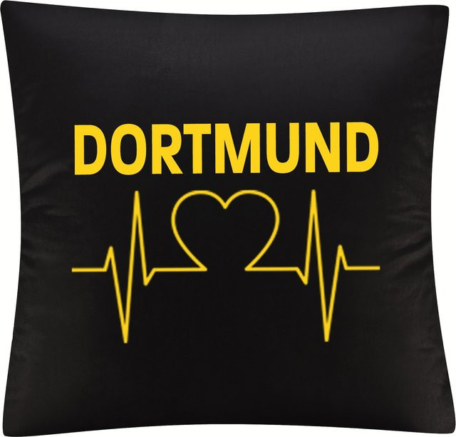 multifanshop Kissenbezug Dortmund Herzschlag Druck in Gelb - Bild 1