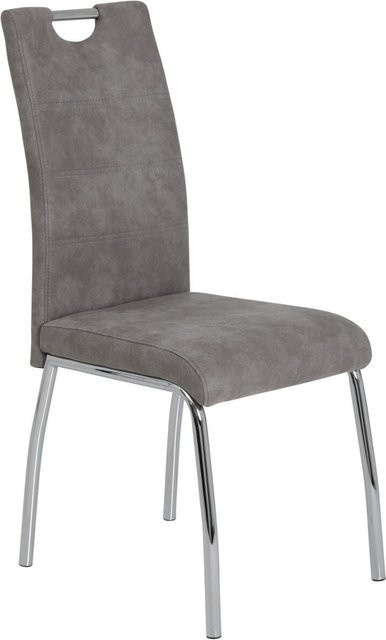 4er Set Stühle Hela in Grau im Vintage-Design aus Microfaser, B/H/T: 44 x 98 x 61 cm - Bild 1