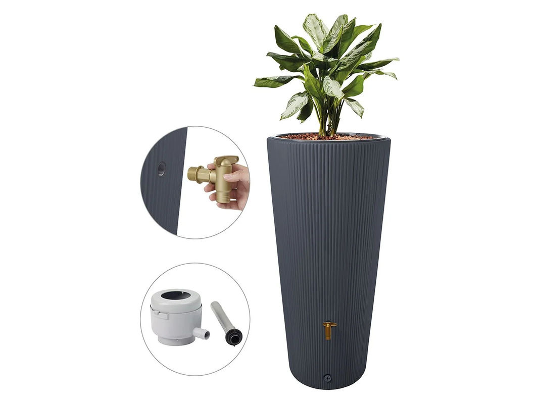 4RAIN VASO 2in1 Decor Regenspeicher inklusive Anschlussset und Auslaufhahn, 220 l, Graphitgrau - Bild 3