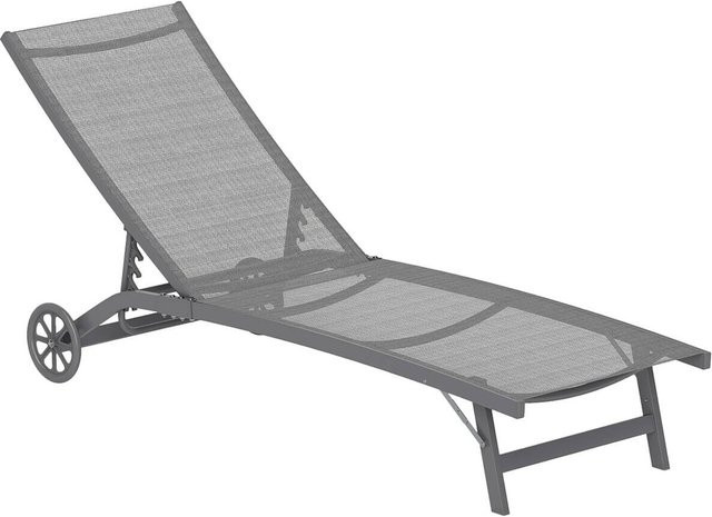 Outsunny Sonnenliege aus Aluminium in Grau mit verstellbarer Kopfstütze und Rollen, B/H/L: 165 x 102 x 66 cm - Bild 1