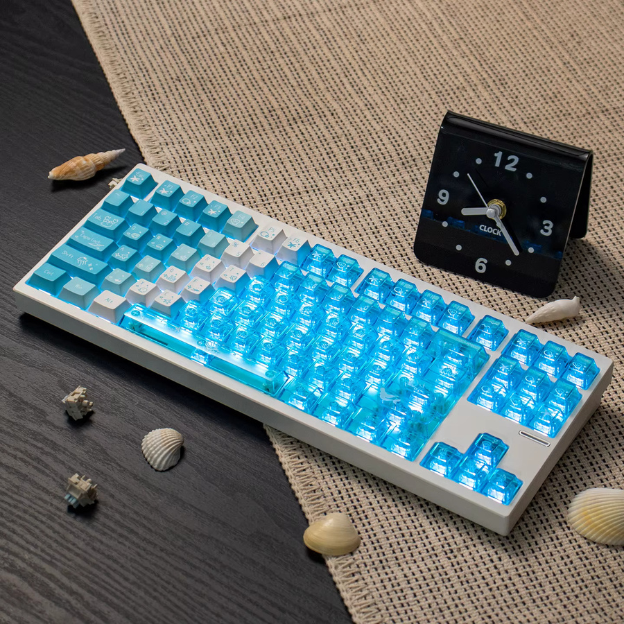 Venit Keys Tastenkappen Set mit 150 Tasten in Blau und Transparent, RGB-kompatibel, Cherry Profile, Dye-Sub-Verfahren aus PC und PBT für mechanische Tastaturen - Bild 5