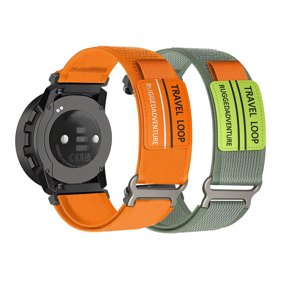 2 Stück DAINU Nylon-Klettverschlussbänder für Suunto 7, 9, 9 Titanium, 9 Baro, 9 GPS, D5, D5i, D7, Spartan Ultra und Spartan Sport in Orange und Grün - Bild 3