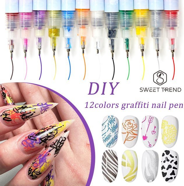 SWEET TREND Nail Art Graffiti Stift-Set, 12 Farben, 0,5 mm - Bild 1