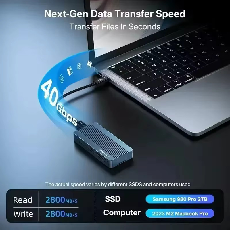 ACASIS M.2 NVMe SSD-Gehäuse aus Aluminium mit 40Gbps für Thunderbolt 4/3 und USB4, werkzeuglose Montage für 2280-2230 SSDs, kompatibel mit M1/M2 Pro/Max - Bild 2