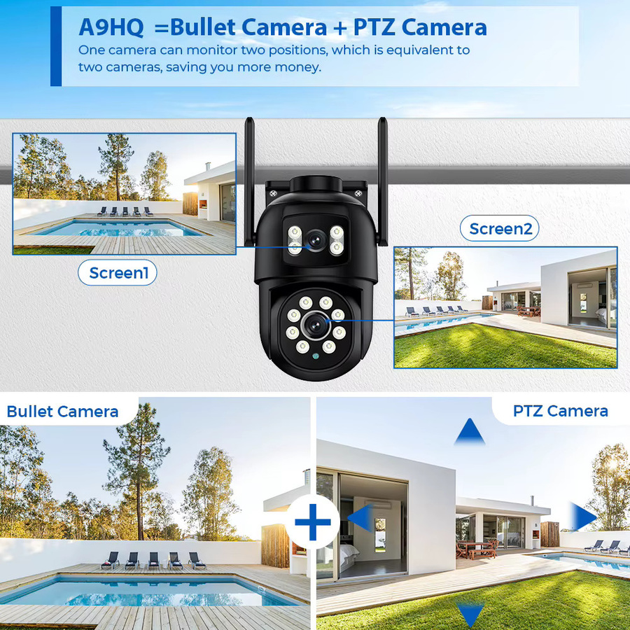 BESDER 4K 8MP PTZ Wifi Sicherheitstyp IP Kamera mit Dual Screen, Auto Tracking und Personenerkennung für den Außenbereich, Schwarz - Bild 2