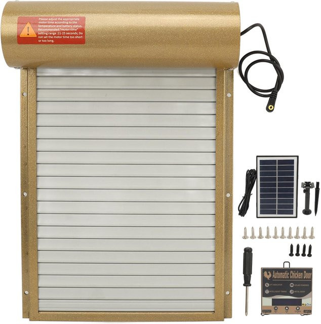 Aimo Automatische Hühnerstalltür mit Timer und Solarbetrieb in Gold - Bild 1