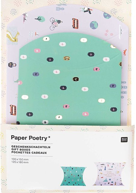 Rico Design Paper Poetry Geschenkschachteln Travel the World, 6 Stück, Multicolor, B: 12,0 cm, H: 6,0 cm - Bild 1