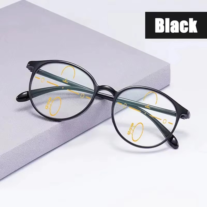 ISENGHUO Lesebrille, Runde Fassung, Vollrand, TR90, Schwarz, Unisex - Bild 3