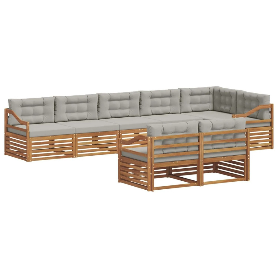vidaXL Outdoor-Sofagarnitur aus Akazienholz mit Kissen, 25-teilig, Natur und Hellgrau - Bild 2