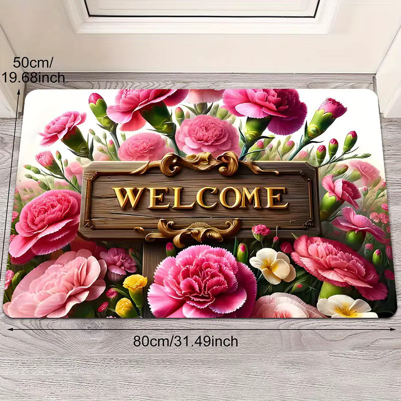 VIKAMA Bodenmatte mit Nelken-Design, rutschfest und wasserabsorbierend, rosa, B/T: 60 x 40 cm - Bild 5