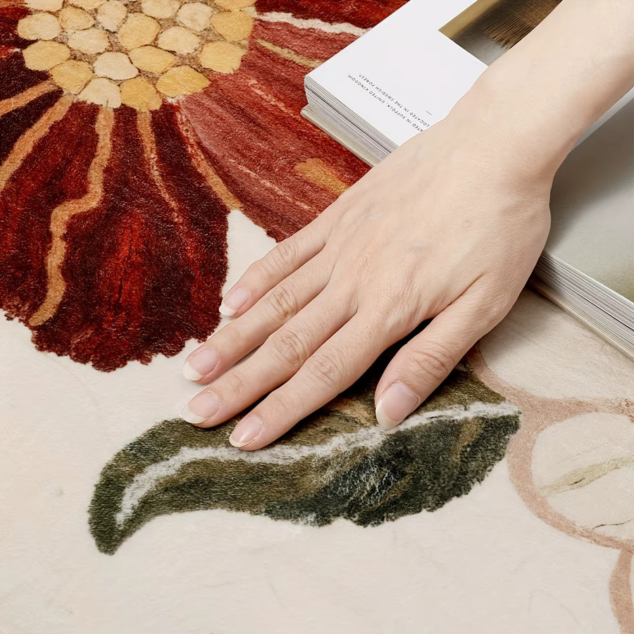 VIKAMA Rechteckige Bodenmatte im skandinavischen Design mit floralem Muster, Multicolour, für das Schlafzimmer - Bild 4