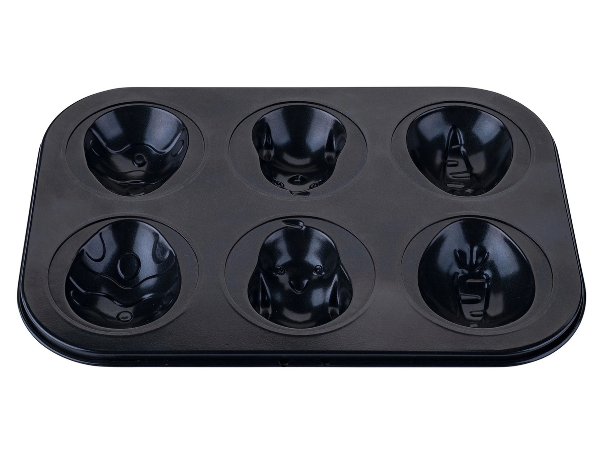 Fackelmann 6er Muffinform mit Teigschaber, unbeschichtet, Schwarz, B: 29,0 cm, H: 3,0 cm, T: 20,0 cm - Bild 2