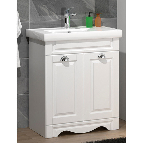 VCM Badmöbel Set Casalo Landhaus Stil 2-tlg. Waschplatz mit Keramik-Waschbecken in Weiss B/H/T: 61 x 81 x 46 cm - Bild 2