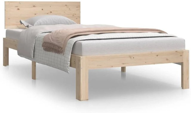 vidaXL Massivholzbett aus Kiefernholz in Braun mit rustikaler Optik, B/T/H: 90 x 190 x 69,5 cm - Bild 1