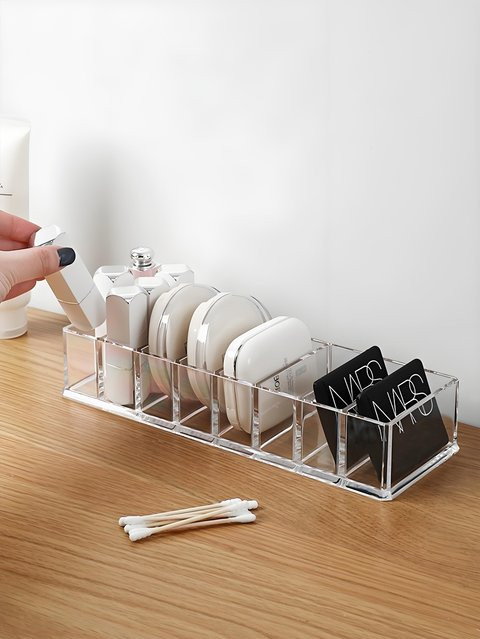 Transparenter Desktop-Organizer aus Kunststoff mit 8 Fächern für Make-up, Kosmetik und Büro-Zubehör - Bild 1