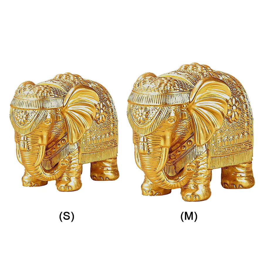 APWIKOGER Goldene Elefanten-Statue aus Metall als orientalische Deko-Figur für dein Regal oder den TV-Ständer - Bild 2