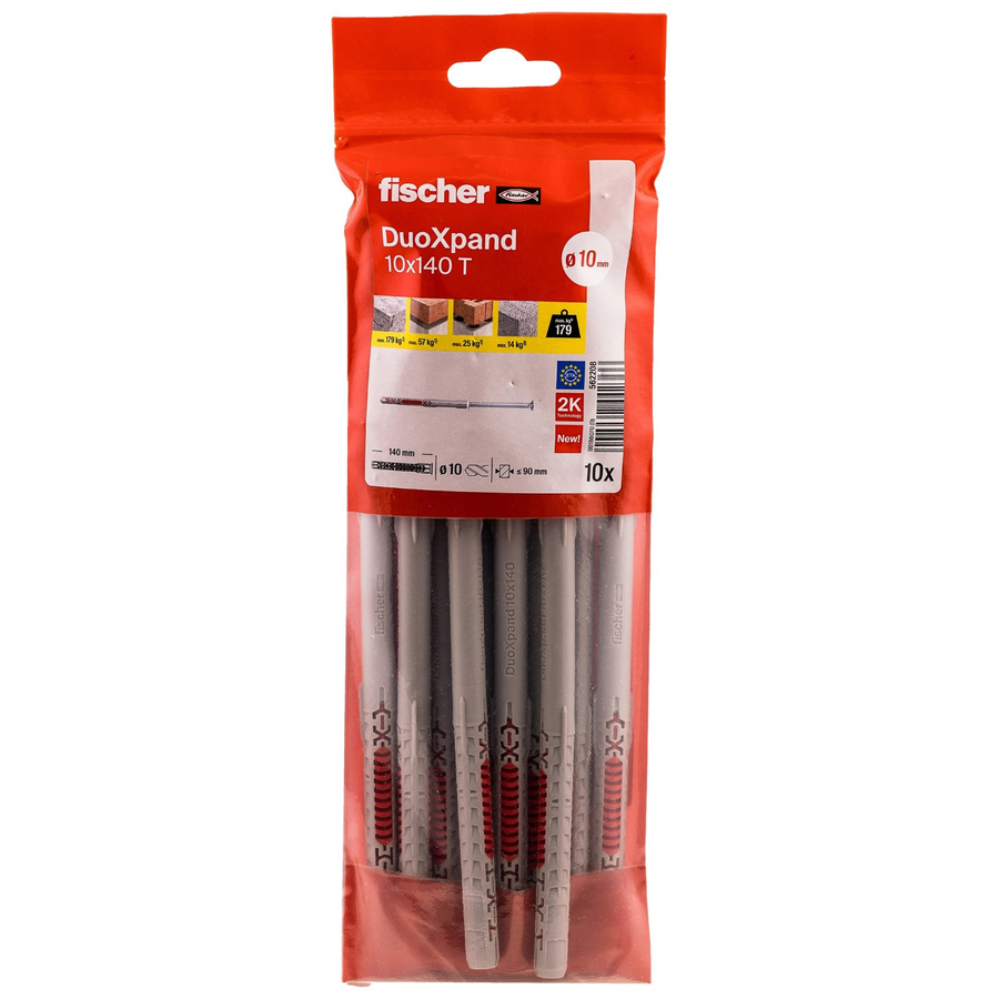 Fischer Langschaftdübel DuoXpand T Senkkopfschraube Grau, Durchmesser: 10 mm, Länge: 140 mm, 10 Stück - Bild 2