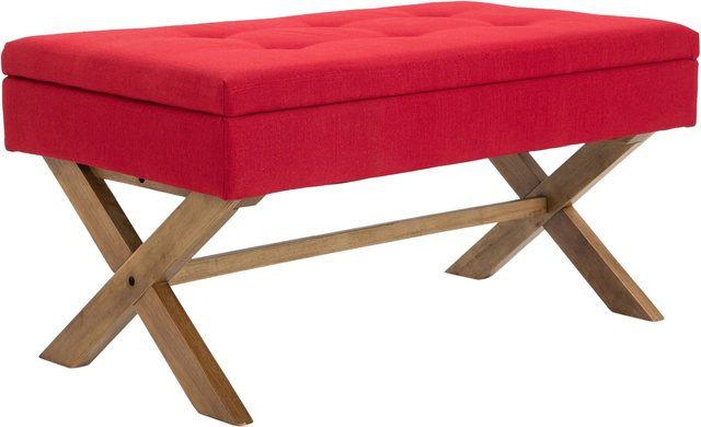 TPFLiving Sitzbank Nero in Schwarz und Rot mit Stoffbezug, B/T/H: 136 x 57 x 51 cm - Bild 1