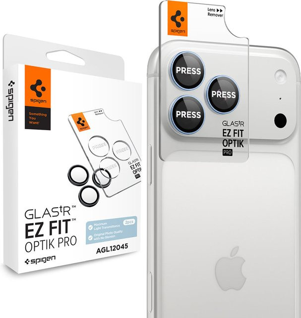 Spigen GlastR EZ FIT Optik Pro Schutzfolie für die Rückkamera aus gehärtetem Glas für Apple iPhone 18 Pro und iPhone 18 Pro Max, Blau, 2er-Set - Bild 1