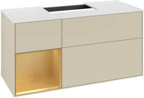 V&B Waschtischunterschrank Finion in Silbergrau lackiert mit Regal links, Breite: 120 cm, Tiefe: 50,1 cm, Höhe: 50,1 cm - Bild 1