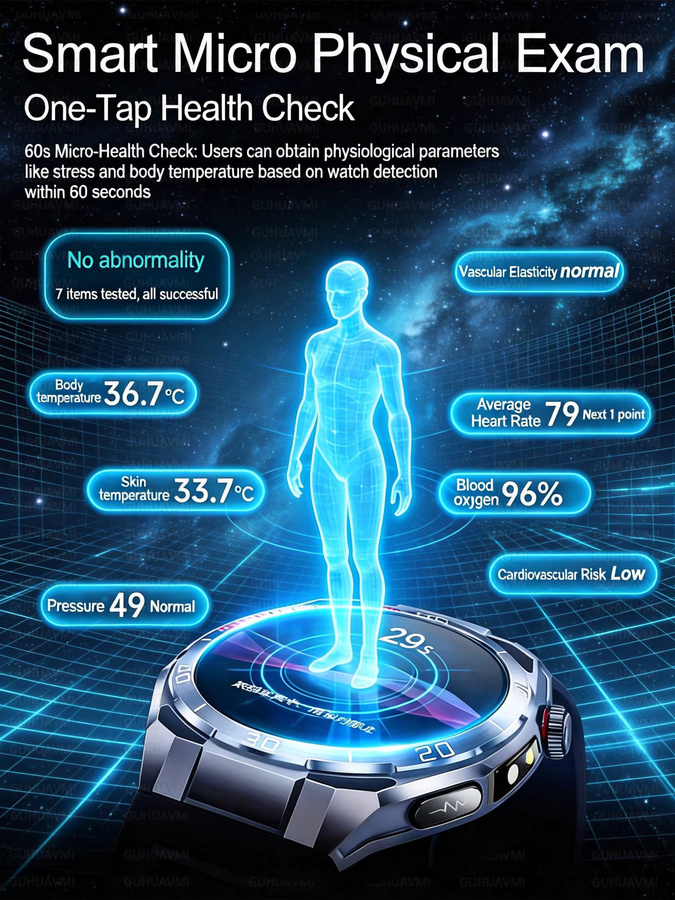 GUHUAVMI Gesundheits-Smartwatch mit EKG, PPG, Bluetooth-Anruf und Schlafanalyse in Schwarz oder Blau - Bild 5