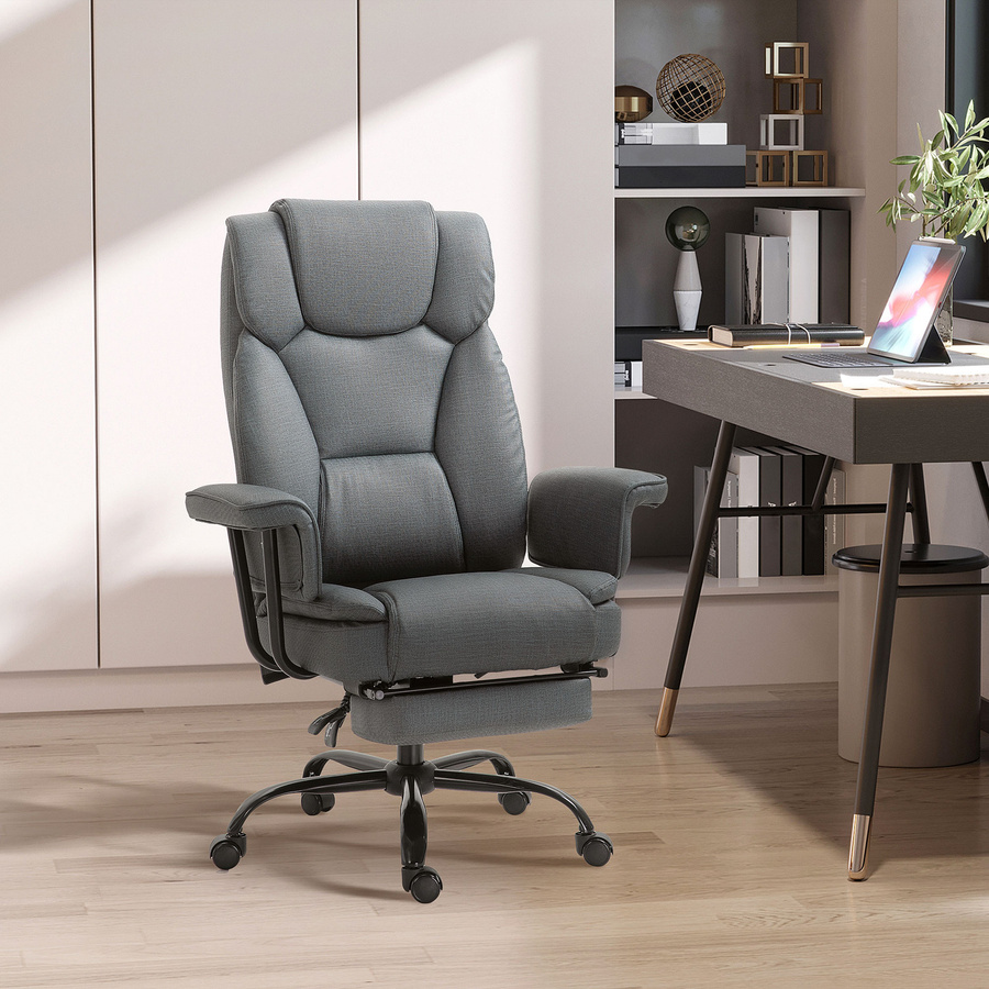 Vinsetto Ergonomischer Bürostuhl mit Liegefunktion und Kopfstütze, Grau - Bild 2