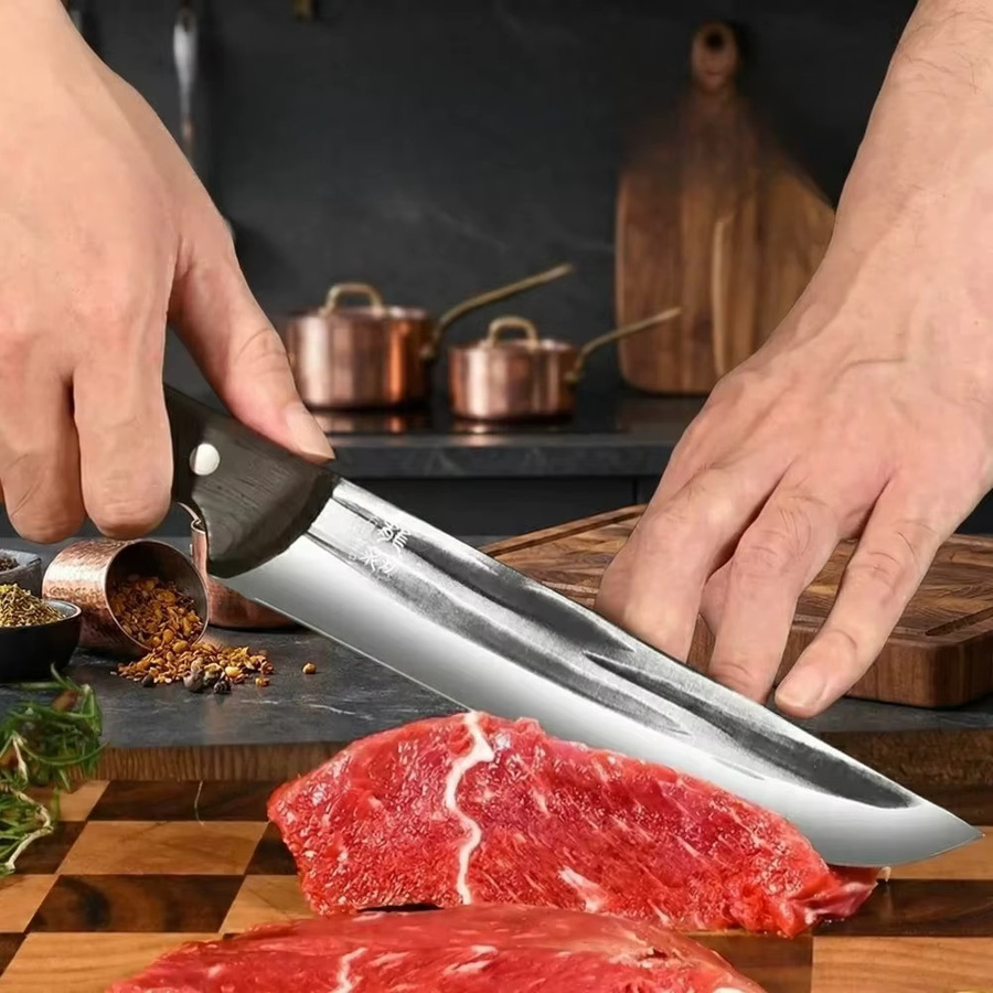 PLYS Handgeschmiedetes Fleischschabermesser mit Holzgriff zum Schlachten und Schneiden von Fleisch - Bild 2