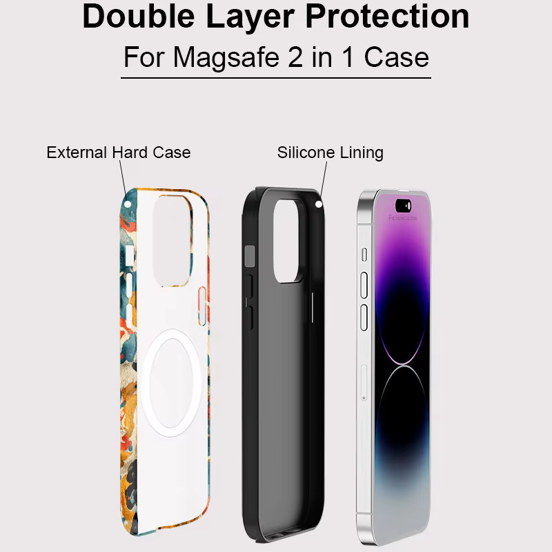Fcicicase Kunst Malerei Handyhülle für iPhone 11 bis 16 Pro Max, magnetische matte Silikon Schutzhülle mit MagSafe Wireless Charging Unterstützung, Multicolor - Bild 3