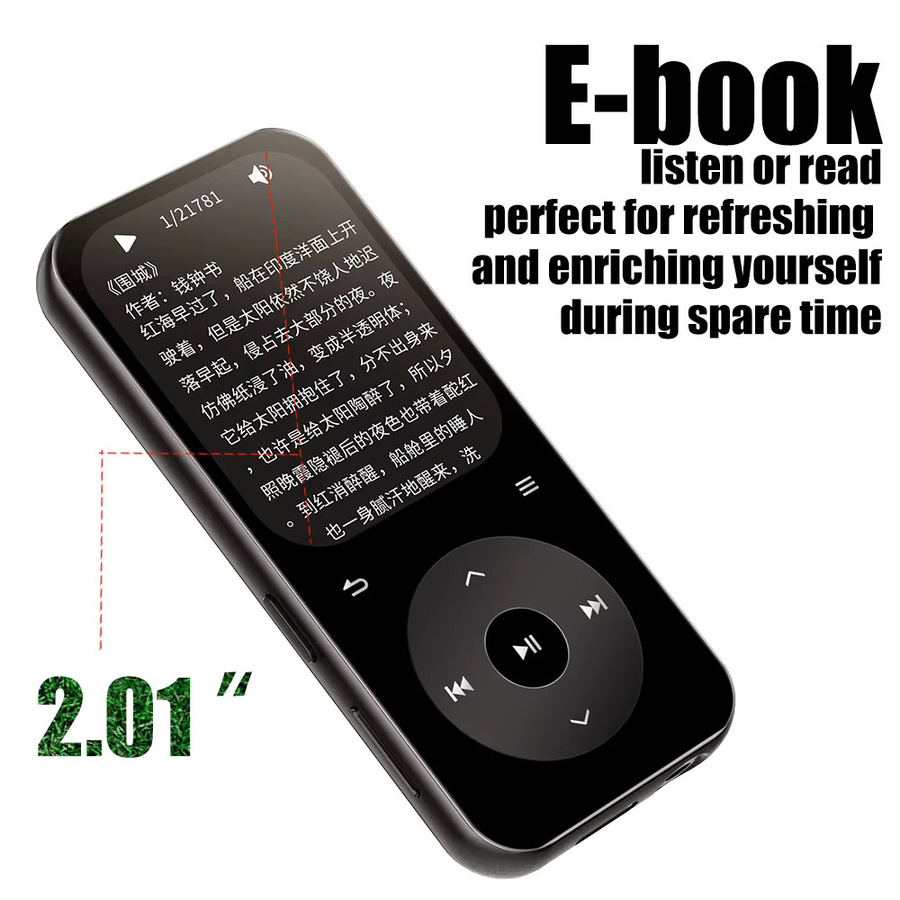 Famue BL15 Tragbarer MP3-Player mit 64GB Speicher, Bluetooth 5.4, HiFi-Sound und E-Book-Funktion, Schwarz - Bild 3
