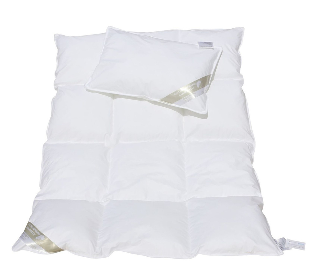 Betten Hofmann Basic Set Kinderdecke und Kissen aus Baumwolle, Weiß, Decke B x L: 100 x 135 cm, Kissen B x L: 40 x 60 cm - Bild 1