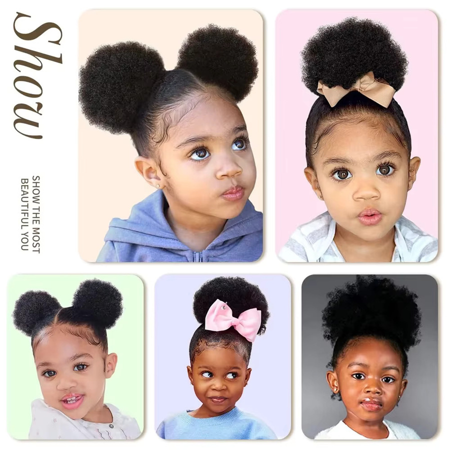 Dula A Hair Echthaar Afro Puff Kordelzug, Lockiges Haar, Kinder - Bild 6
