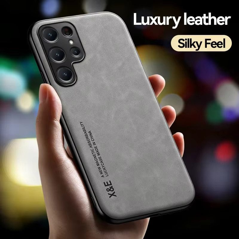 Luxuriöse magnetische Lederhülle für Samsung Galaxy S26 Ultra S25 S24 S23 S22 S21 S20 Note 20 Plus 10 8 mit Vollabdeckung in Grün und Grau - Bild 3