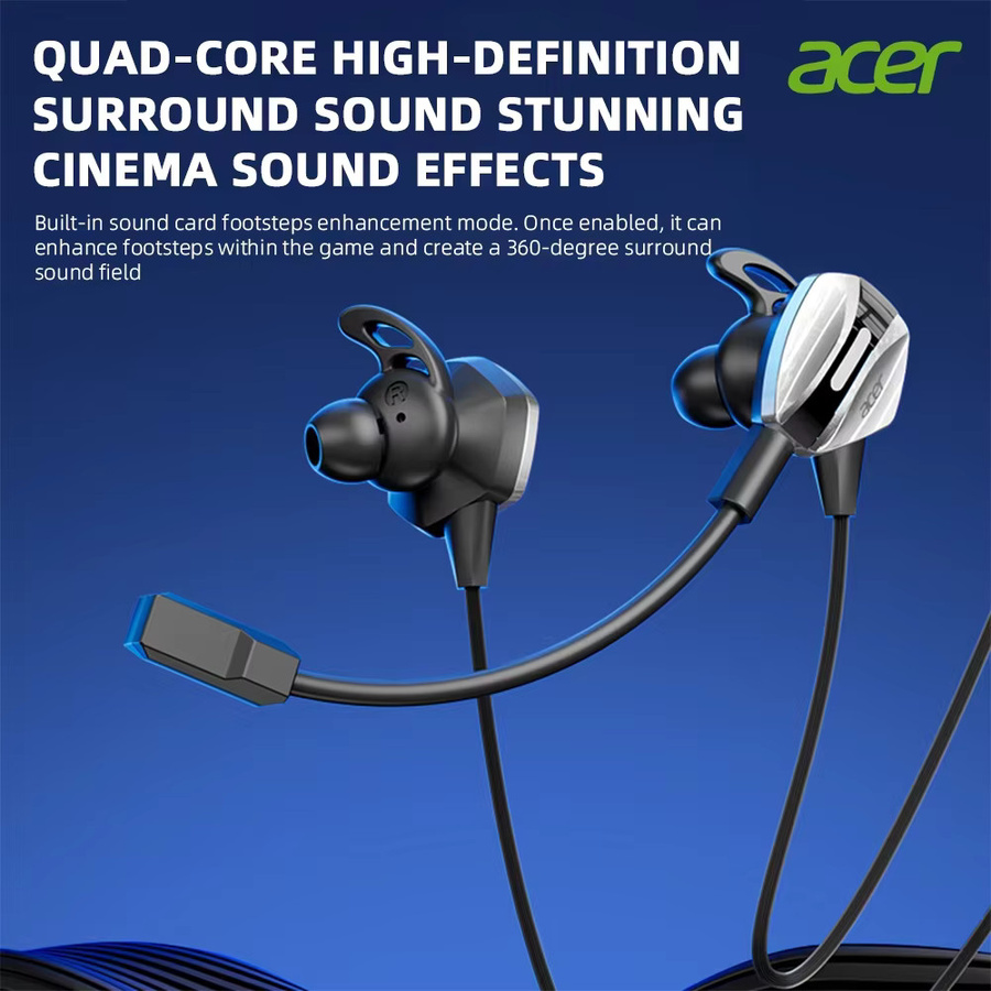 Acer Gaming-Headset mit Mikrofon und USB-C Anschluss in Schwarz für PS4 und PC - Bild 2