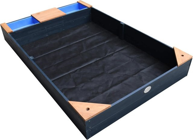 AXI Sandkasten Kelly aus Hemlock-Holz mit Becken und Bank, Anthrazit und Braun, B/T/H: 115 x 180 x 21,8 cm - Bild 1