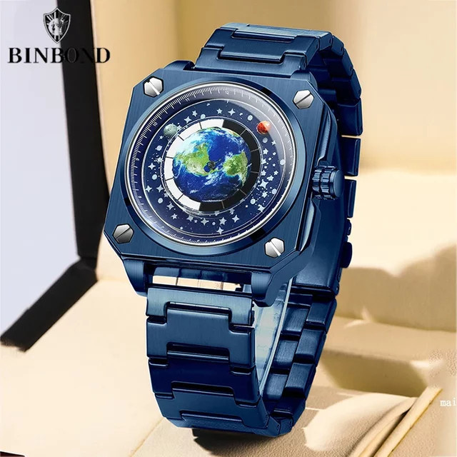 BINBOND Armbanduhr, Quarz, Edelstahl, Blau, Herren - Bild 1