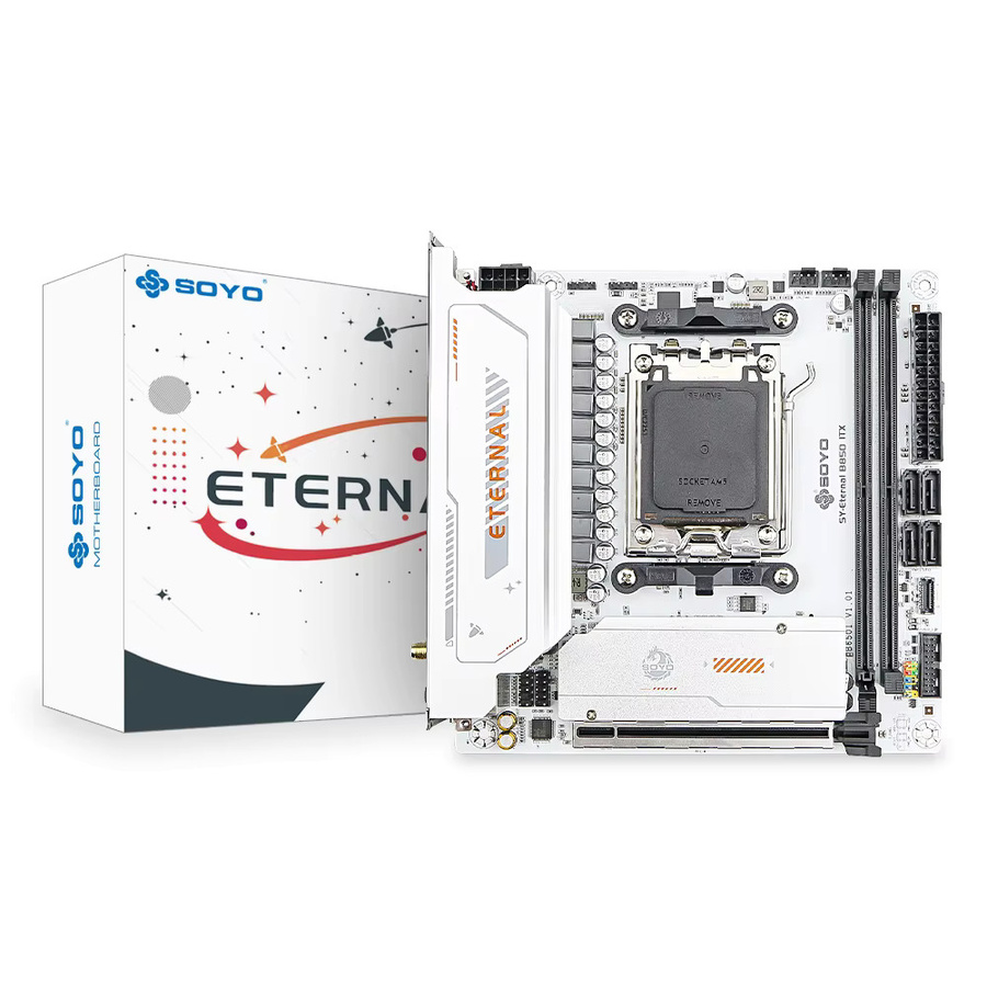 SOYO AMD B850ITX Gaming-Mainboard in Weiß mit Dual-Channel DDR5 RAM, PCIe 5.0 x4 und WiFi 6 für AM5 Ryzen 7000 8000 9000 Prozessoren - Bild 2