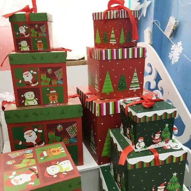 Personalisierte Weihnachtsgeschenkbox für den Heiligabend, faltbare Geschenkbox aus Papier, Mehrfarbig - Bild 1