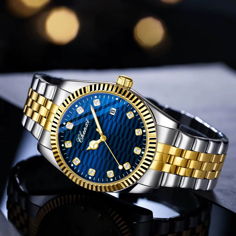 CHENXI Armbanduhr Automatik, Edelstahl, Blau, Herren - Bild 2