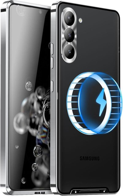 Samsung Galaxy S25 Plus 5G Schutzhülle mit magnetischem MagSafe Design in Silber und Frosted Metall-Optik - Bild 1
